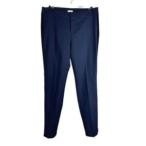 ecru Rivington Navy Tux‎ Stripe Velvet Trim Slim Ankle Pants Size 4 Stretch
